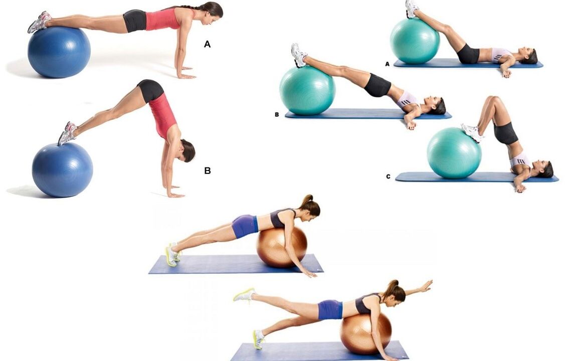 Effective exercises to prevent back osteochondrosis on fitball